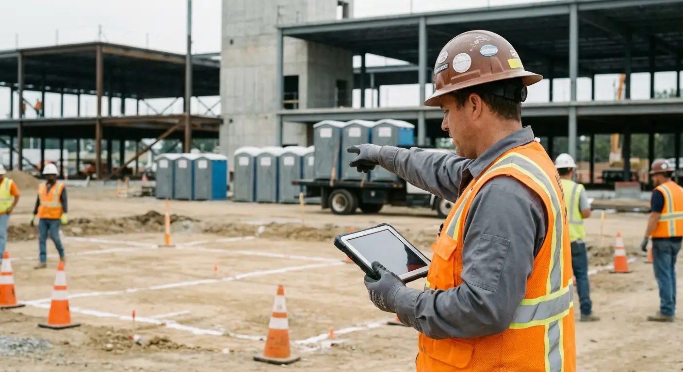Construction site portable toilet placement planning in Flint, MI
