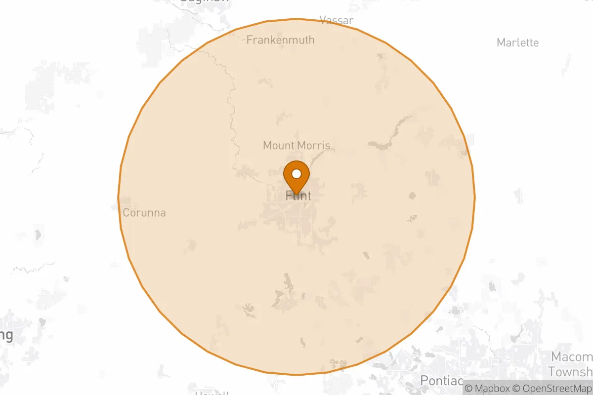 service area service area map in Flint, MI